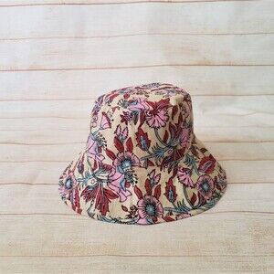 Hat Attack Floral Cotton Bucket Hat Fuchsia One Size Summer Beach Reversible